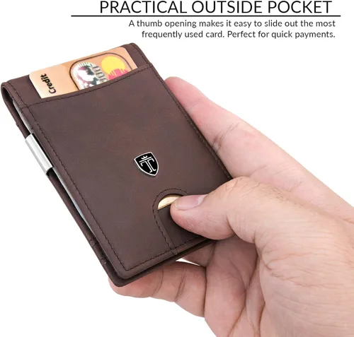 Vista 4 de TRAVANDO Money Clip Wallet Atlanta Mens Front Pocket Slim RFID Blocking - Credit Card Holder - Mini Bifold