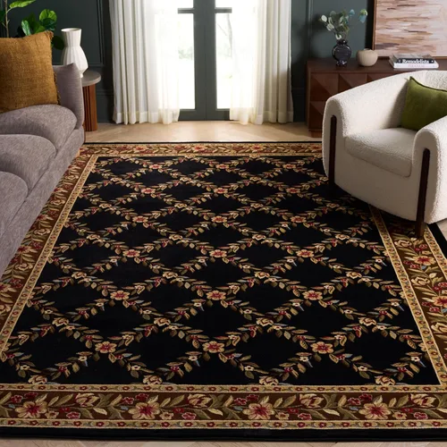 Vista 26 de SAFAVIEH Lyndhurst Collection - Alfombra de pasillo, 2 pies 3 pulgadas x 8 pies, color negro y marrón, diseño tradicional de enrejado floral,