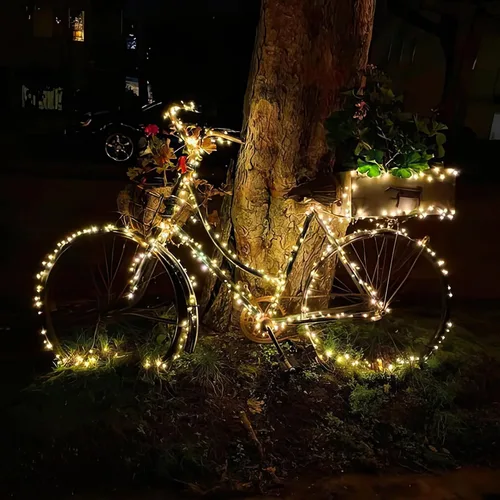 Vista 6 de MagicPro Guirnalda de luces, cadena de luces USB con 200 LED de color blanco cálido, cadena de luces de cobre de 66 pies para dormitorio, pared