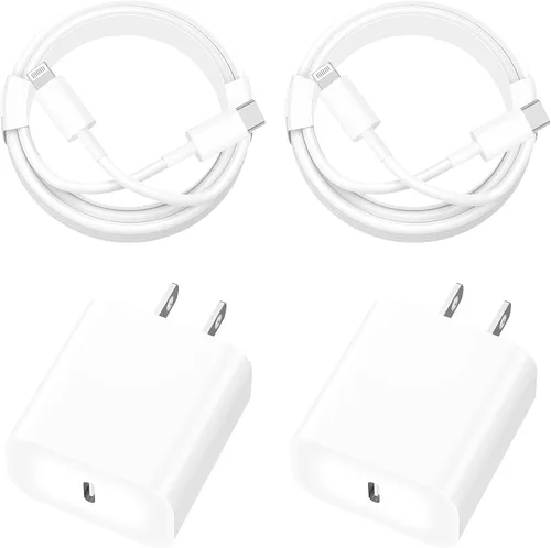 Vista 15 de [Certificado MFi de Apple] Cargador de carga rápida para iPhone 17, paquete de 4 cargadores Stuffcool PD 20 W, USB C, adaptador de corriente Rayas
