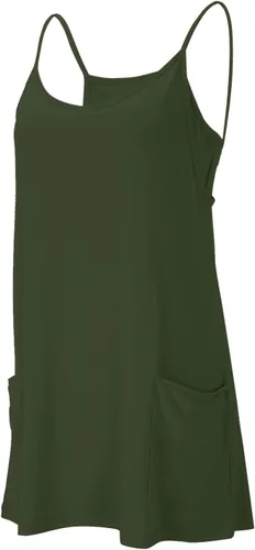Vista 5 de FZVYD Vestidos de verano para mujer, sin mangas, minivestido con cuello en U, tirantes delgados, vestido corto atlético básico con bolsillos