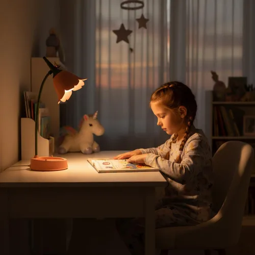 Vista 2 de magical JD Lámpara LED de escritorio inalámbrica, luz de mesa ajustable, cuello de cisne regulable, batería recargable, luz nocturna para cuidado