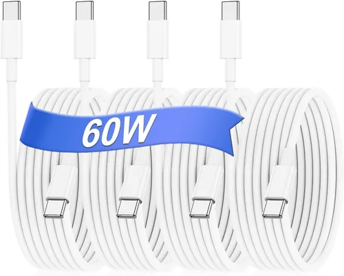 Vista 11 de Hzevn Cable de carga USB C de 60 W para MacBook Pro/Air y iPhone 16/15 Pro Max, certificado MFi 20V/3A, cable de carga súper rápido de 6 pies + 10
