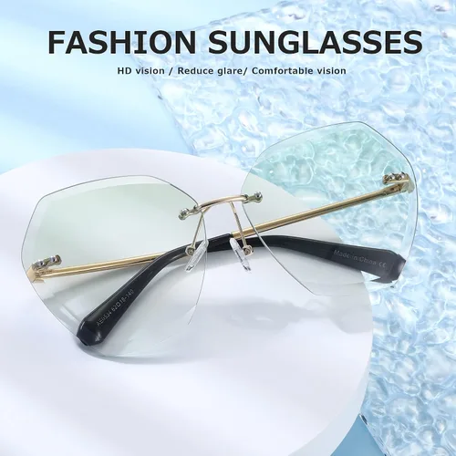 Vista 2 de AEVOGUE - Los lentes de sol para mujer, sin bordes, lentes de corte de diamante, de tamaño grande (AE0534)