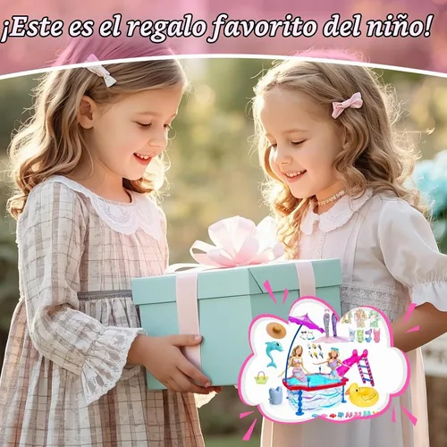 Vista 7 de Juego de 35 piezas para muñecas y piscina con chaleco salvavidas deslizante