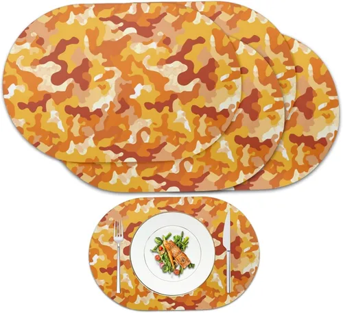 Vista 13 de Autumn Placemats Set of 2 Waterproof Wipeable 12X18 Inch Faux Leather Non Slip Heat Resistant Mats for Thanksgiving Dinner Outdoor Decor