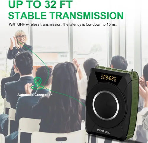 Vista 6 de Amplificador de voz impermeable con micrófono inalámbrico M801 20W Microphone with Speaker Portable Megaphone with Mic, Bluetooth Personal PA