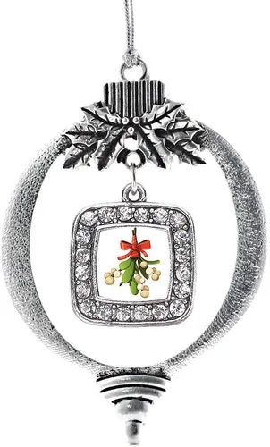 Vista 20 de Inspired Silver - Adorno con dije de reina de rodillo - Adornos navideños cuadrados de plata con joyas de circonita cúbica