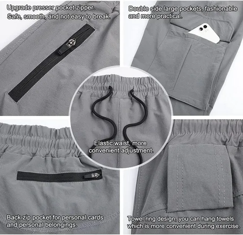 Vista 5 de Surenow Pantalones deportivos para correr para hombre, ligeros, delgados, de secado rápido, cónicos, para senderismo, pantalones deportivos