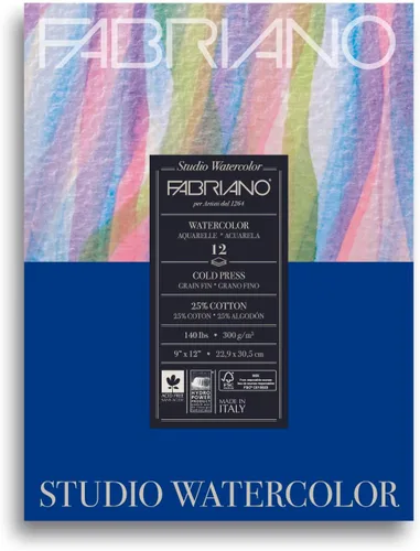 Vista 8 de Fabriano Studio Papel de acuarela, prensa caliente, 8 x 10 pulgadas, 40 kg, 20 hojas