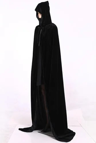 Vista 3 de Roevite Capa de terciopelo para mujer y hombre, de longitud completa, con capucha, para disfraz de cosplay