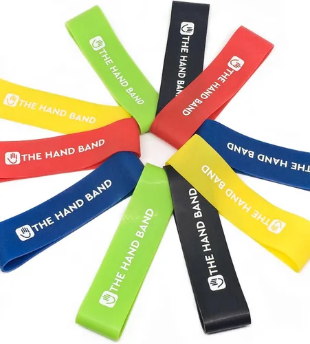 Vista 2 de Banda de mano – juego de ejercitador de mano y fortalecedor de mano – 10 bandas de resistencia para dedos perfectas para entrenamiento extensor