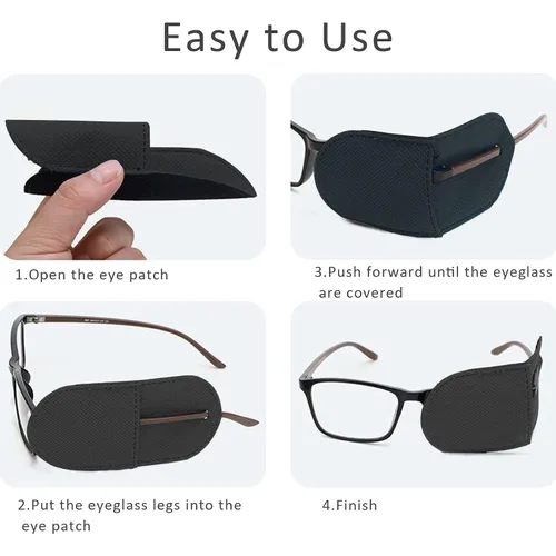 Vista 5 de Parche para ojos, 6 parches para ojos para adultos y niños, parche reutilizable para ojos perezosos, ambliopía, estrabismo y después de la cirugía