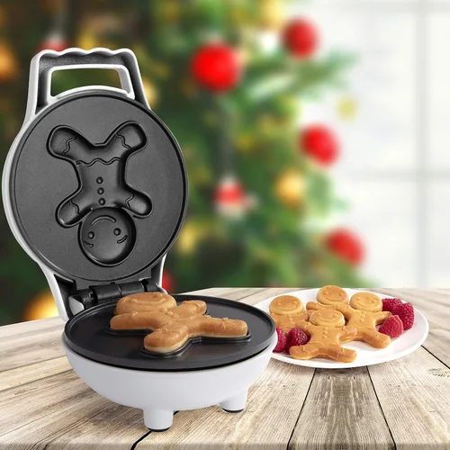 Vista 7 de Mini Waflera Hombre de Jengibre - Haz que esta Navidad sea Especial para los Niños con Plancha de Wafles Festiva de 4", Electrodoméstico Eléctrico