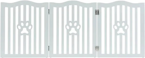 Vista 8 de Puerta para mascotas, valla de madera independiente para perros pequeños y gatos. Gran valla plegable para puertas, pasillos, escaleras. Espresso