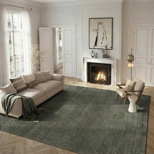 Vista 9 de SAFAVIEH Tahoe Shag Collection - Alfombra de área de 2 x 7 pies, color gris, diseño geométrico, felpa de 1.2 pulgadas de grosor, ideal para zonas