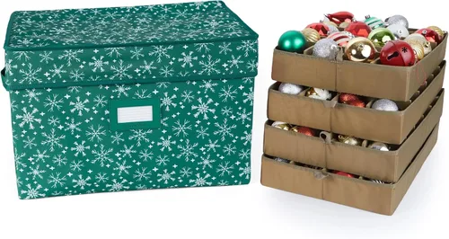 Vista 24 de Covermates Keepsakes – Caja de almacenamiento ajustable de 72 piezas – Capacidad para adornos de 4 pulgadas – Resistente – Asas – apilables