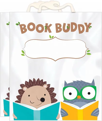 Vista 6 de CTP Bee a Reader Book Buddy Bags - Paquete de 12 bolsas con asas de cierre a presión (Creative Teaching Press 11172) Clear Poly Bags, 10.5 x 12.5