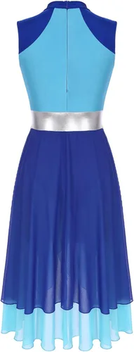 Vista 5 de TiaoBug Women's Adult Color Block Lyrical Praise Dance Dress Modern Contemporary Workship Dance Costume