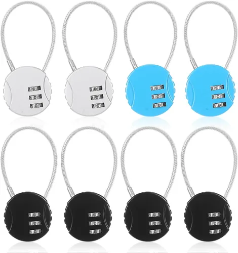Vista 10 de Moxweyeni Paquete de 16 candados combinados de alambre de 3 dígitos, pequeño combo de equipaje, candado de cable para exteriores, impermeable