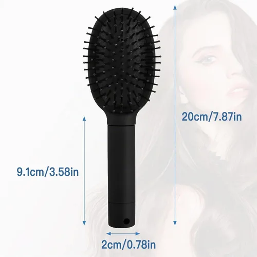Vista 2 de Cepillo de pelo seguro para desviar para ocultar dinero, efectivo, joyas, mini llaves, contenedor seguro para la playa, peine de pelo real para Negro