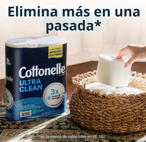 Vista 4 de Cottonelle Ultra Clean papel higiénico, 9 megarrollos = 36 rollos regulares