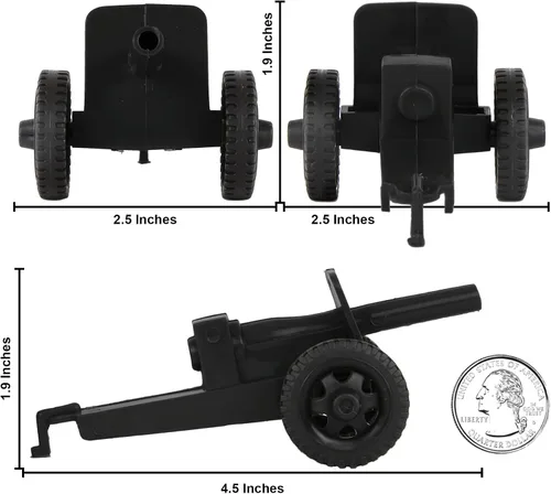 Vista 2 de Tim Mee Toy TimMee M3 Artillery - Juego de cañón de plástico negro de 4 piezas para hombre, fabricado en Estados Unidos