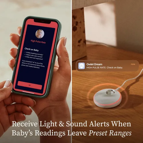 Vista 5 de Owlet Dream Duo (Gen 3) Smart Baby Monitor All-in-One Bundle - 2K HD Video Baby Monitor with Alerts & Owlet Dream Sock Tracks Baby’s Oxygen, Heart