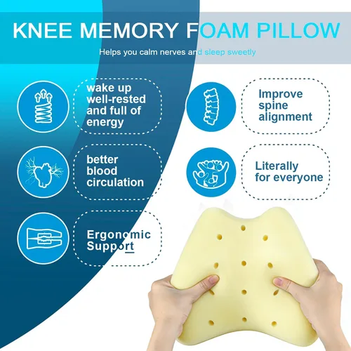 Vista 6 de QISHFEN Almohada de rodilla para personas que duermen de lado, espuma viscoelástica para el dolor de cadera, almohada de piernas para dormir