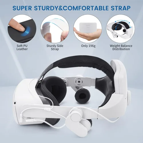 Vista 5 de alcopanda 1*Headphone Head Strap with Battery +Charing Dock for Quest 2