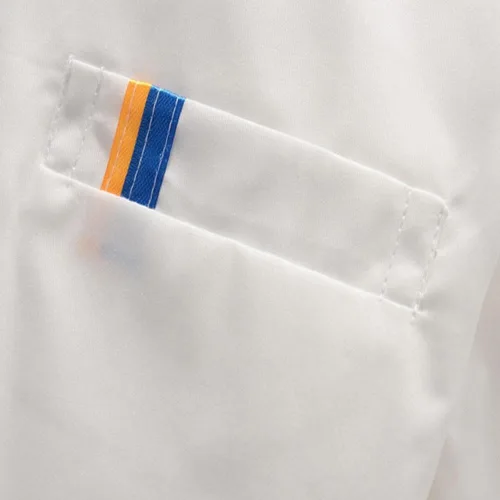 Vista 7 de Chaqueta de chef unisex, de manga corta, doble botonadura, uniforme de trabajo, camiseta de catering, abrigo de chef para cocina, uniforme