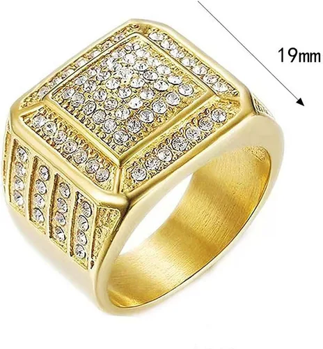 Vista 2 de LAIMIUMIU33 Anillo helado para hombre, anillo cuadrado suave, anillo de hip hop, anillo radiante de acero inoxidable 316, anillo brillante