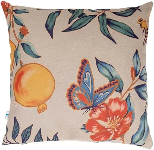 Vista 2 de Flora Bright - Funda de cojín decorativa de 18 x 18 pulgadas, poliéster suave con textura de lino.