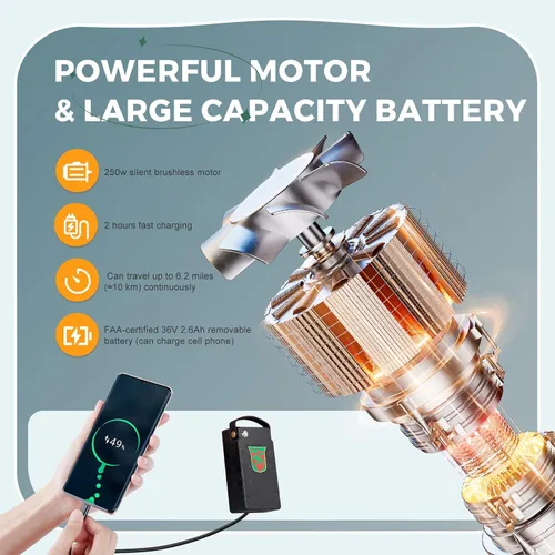 Vista 4 de Equipaje eléctrico para montar, Negro -, Equipaje eléctrico