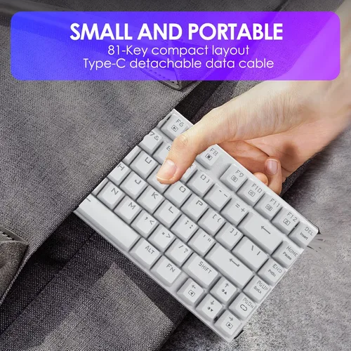 Vista 4 de Z-88 teclado mecánico para juegos retroiluminado con luces LED de arcoíris a prueba de agua con teclas completas anti-ghosting con interruptores