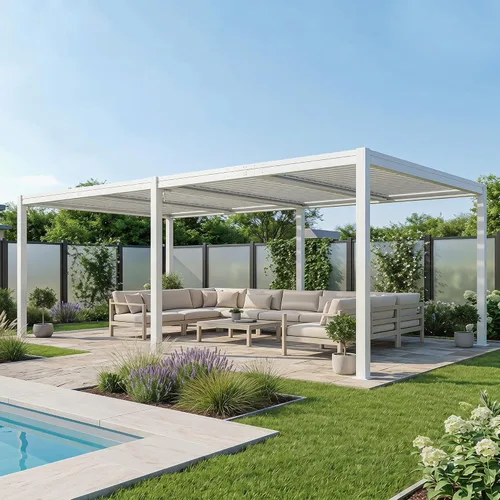 Vista 39 de Domi Pergola Screen All Aluminum, sombra de privacidad, 1 paquete, marrón