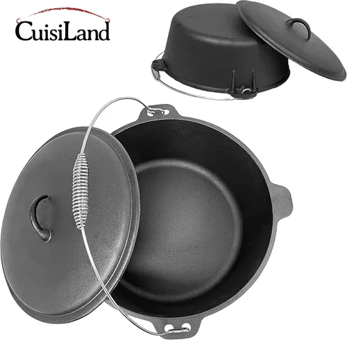 Vista 7 de Cuisiland Horno holandés de hierro fundido de 12 cuartos de galón con tapa
