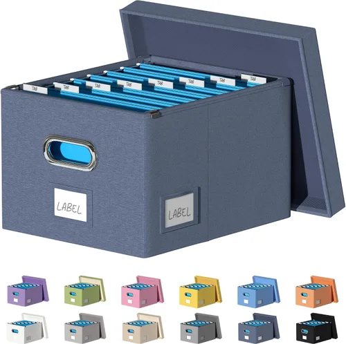 Vista 7 de Organizador de archivos, caja de almacenamiento plegable para oficina, caja de archivos con tapas, organizador de documentos para oficina y hogar