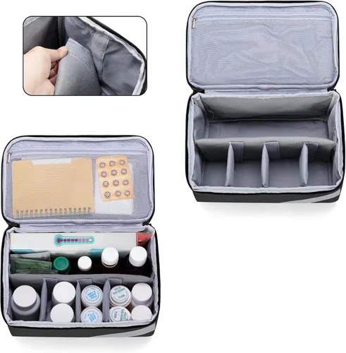 Vista 4 de Trunab Bolsa de almacenamiento y organizador de medicamentos vacía, organizador de botellas de píldoras con bolsa pequeña portátil, caja de primeros
