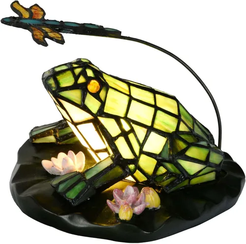 Vista 11 de Bieye L10829 Lámpara de Mesa de Rana Estilo Tiffany Vidrio Manchado Luz de Acento Nocturna para Decoración del Hogar Guardería Mesita de Noche