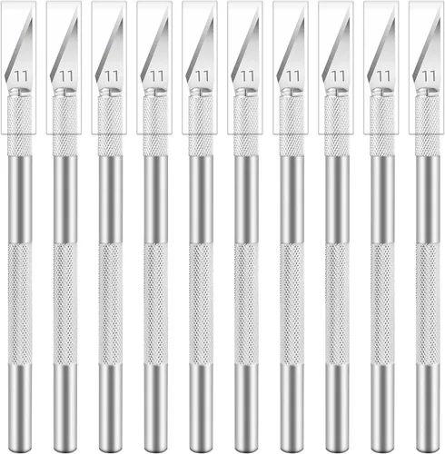 Vista 13 de Jetmore Juego de 10 cuchillos Exacto, cuchillo de precisión para manualidades, cuchillo de hobby, cuchillo de arte con cuchillas afiladas
