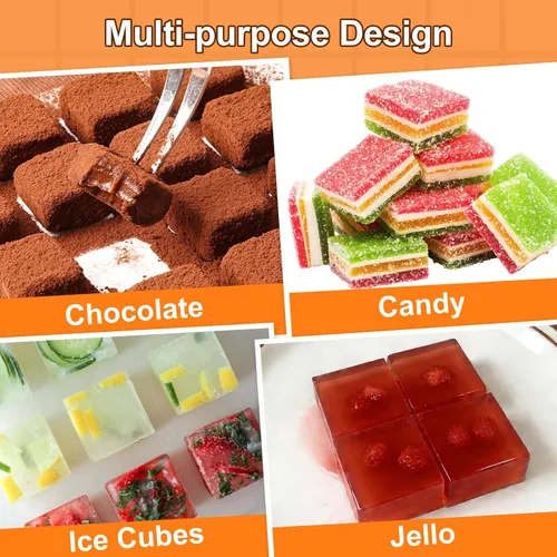 Vista 5 de Molde de silicona cuadrado para chocolate, cubitos de hielo, 100 cavidades Molde cuadrado de chocolate para caramelos duros, gelatina, gomitas