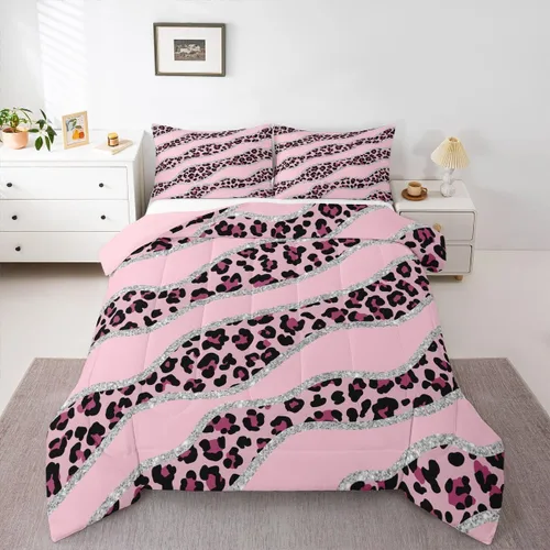 Vista 11 de Erosebridal Juego de edredón con estampado de leopardo, juego de ropa de cama con estampado de guepardo, juego de ropa de cama y colecciones