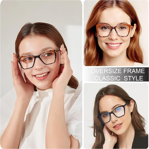 Vista 6 de EYEURL Oversized Cat Eye Reading Glasses for Women Blue Light Computer Readers Spring Hinge Fashion Large Eyewear