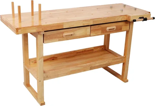 Vista 12 de Banco de trabajo de madera de 48 pulgadas, banco de carpintería resistente con mango ajustable, capacidad de carga de 330 libras, mesa de trabajo