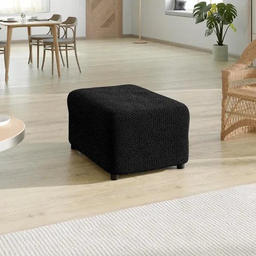Vista 2 de PAULATO BY GA.I.CO. Funda otomana para taburete, funda de tela de poliéster suave, protector elástico de muebles de 1 pieza, colección de Negro