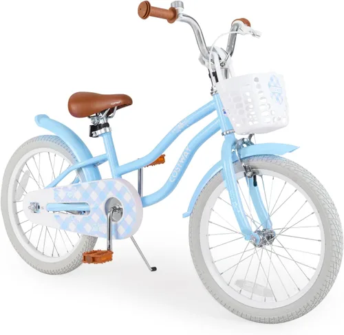 Vista 26 de COSTWAY Bicicleta para niños de 12, 14, 16, 18 pulgadas, bicicleta para niños con ruedas de entrenamiento, frenos de mano y posavasos, sillín