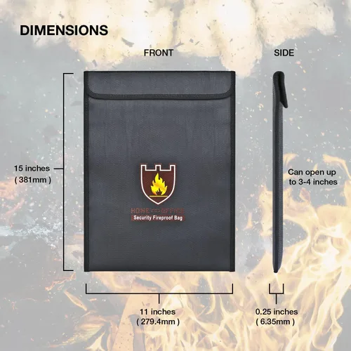 Vista 6 de ExpertPower Bolsa de seguridad para archivos de oficina Bolsa ignífuga y resistente al agua para documentos y soporte para sobres