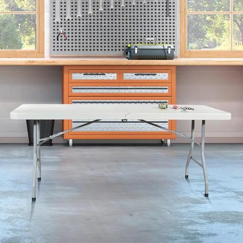 Vista 2 de Mesa cuadrada de resina multiuso Office Star Work Smart 36 x 36 x 29 pulgadas, MetalPlástico/Resina, Blanco