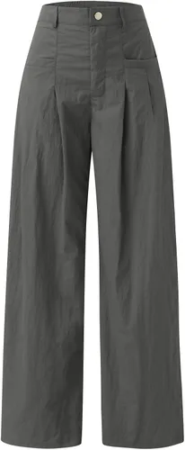 Vista 6 de Women Fashion Y2k Cargo Pants,Womens Summer Button Waist Trousers Casual Lace Up Sweatpants Street Trend Straight Pants